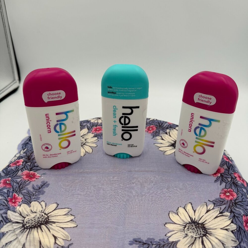 Hello Clean Fresh Deodorant W/ Charcoal, Unicorn Shea Butter 2.6 Oz Each, 3 pack
